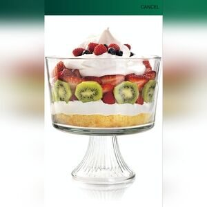 Anchor Hocking  Glass Monaco Trifle Serving Bowl On Pedestal